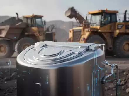 Nahaufnahme einer Lithium-Ionen-Batteriezelle vor einem unscharfen industriellen Hintergrund. - Foto: über boerse-global.de