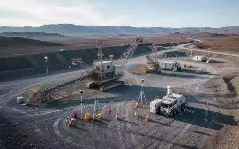 Moderne Lithium-Mine in einer weitläufigen Landschaft mit industrieller Ausrüstung bei Tageslicht. - Foto: über boerse-global.de