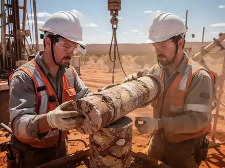 Ein Geologe untersucht einen Bohrkern aus Gestein in einer abgelegenen Bergbauregion. - Foto: über boerse-global.de