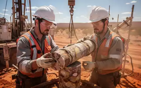 Ein Geologe untersucht einen Bohrkern aus Gestein in einer abgelegenen Bergbauregion. - Foto: über boerse-global.de