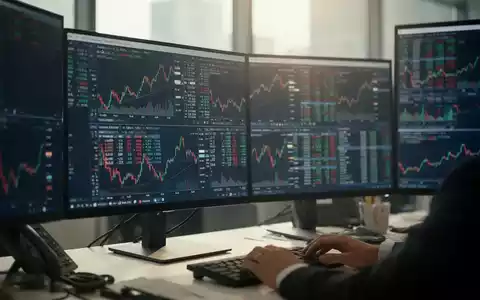 Nahaufnahme eines modernen Büroarbeitsplatzes mit unscharfen Finanzdiagrammen auf einem Monitor. - Foto: über boerse-global.de