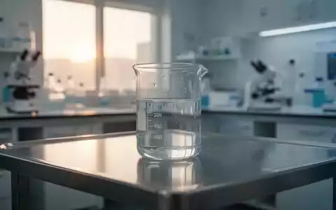 Ein gläsernes Laborgefäß mit einer klaren Flüssigkeit auf einem Edelstahltisch in einem modernen medizinischen Forschungslabor. - Foto: über boerse-global.de