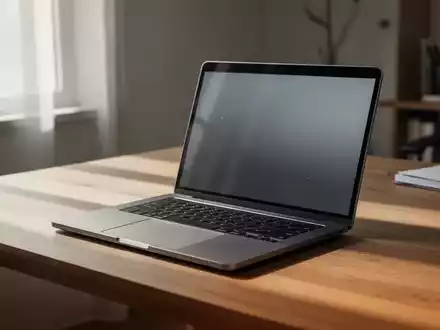 Ein moderner Laptop auf einem minimalistischen Schreibtisch in einem hellen Büro. - Foto: über boerse-global.de