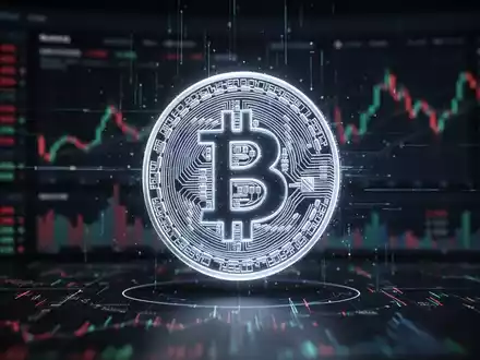 Digitales Bitcoin-Symbol vor einem verschwommenen Finanz-Chart-Hintergrund zur Darstellung von Marktbewegungen. - Foto: über boerse-global.de