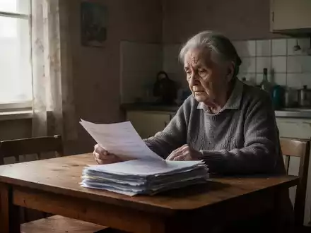 Eine nachdenkliche Person sitzt an einem Küchentisch und betrachtet Dokumente in einer schlichten Wohnung. - Foto: über boerse-global.de