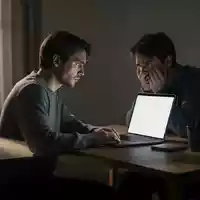 Ein besorgter Solo-Selbstständiger sitzt in einem ruhigen Homeoffice vor einem Laptop. - Foto: über boerse-global.de