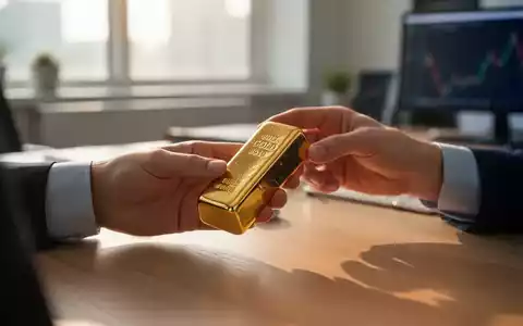 Ein Goldbarren liegt auf einem Schreibtisch vor einem unscharfen Bürohintergrund. - Foto: über boerse-global.de