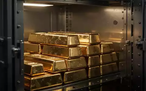Stapel von Goldbarren in einem sicher beleuchteten Tresorraum - Foto: über boerse-global.de