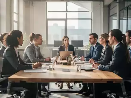 Ein Betriebsrat im Gespräch mit Mitarbeitern in einem modernen, ergonomisch gestalteten Büro. - Foto: über boerse-global.de