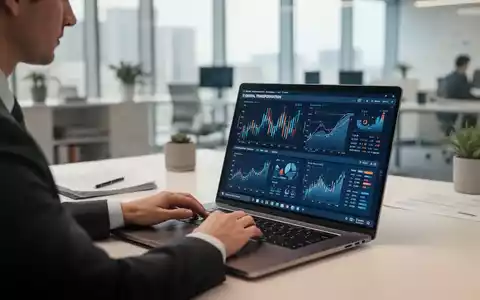 Ein Wirtschaftsprüfer arbeitet in einem modernen Büro an einer komplexen Datenanalyse am Laptop. - Foto: über boerse-global.de
