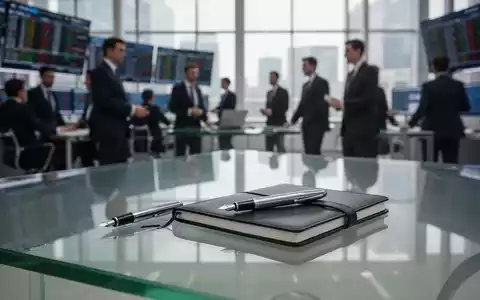 Ein moderner, heller Finanzarbeitsplatz mit einem Schreibtisch, Notizbuch und Füllfederhalter in einem Bürogebäude. - Foto: über boerse-global.de