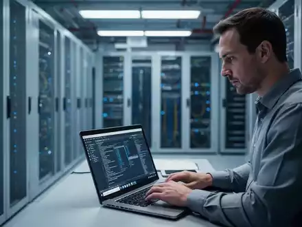 IT-Sicherheitsexperte bei der Arbeit in einem modernen Serverraum eines Technologieunternehmens. - Foto: über boerse-global.de