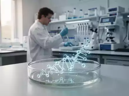 Ein wissenschaftliches Labor mit einem Fokus auf eine molekulare Struktur, die genetische Forschung symbolisiert. - Foto: über boerse-global.de