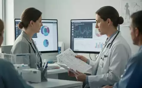 Ein Arzt in einer modernen klinischen Praxis bei der Auswertung medizinischer Daten an einem Monitor. - Foto: über boerse-global.de