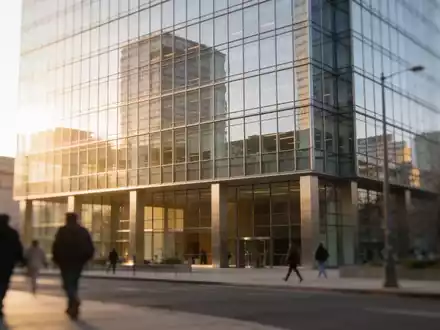 Moderne Bürogebäude in einem Finanzviertel bei Sonnenuntergang. - Foto: über boerse-global.de