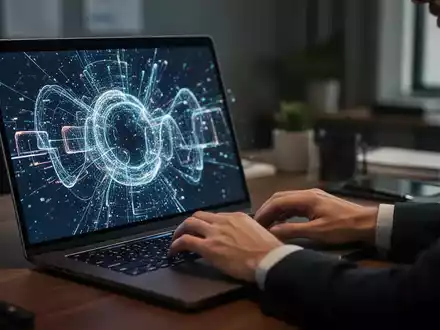 Nahaufnahme eines Laptops in einem modernen Heimbüro zur Veranschaulichung der digitalen Sicherheit und Cyberrisiken. - Foto: über boerse-global.de