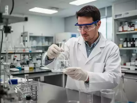 Wissenschaftlerin in einem modernen Universitätslabor bei der Arbeit mit Laborgeräten unter Einhaltung von Sicherheitsstandards. - Foto: über boerse-global.de