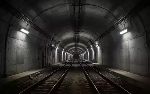 Dunkler, industrieller Eisenbahntunnel mit Notbeleuchtung, der die beklemmende Atmosphäre einer Katastrophensituation vermittelt. - Foto: über boerse-global.de