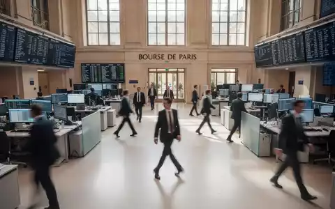 GeschĂ€ftiges Treiben in der Pariser Börse, bei dem professionelle Akteure in einem modernen, lichtdurchfluteten Umfeld agieren. - Foto: ĂŒber boerse-global.de