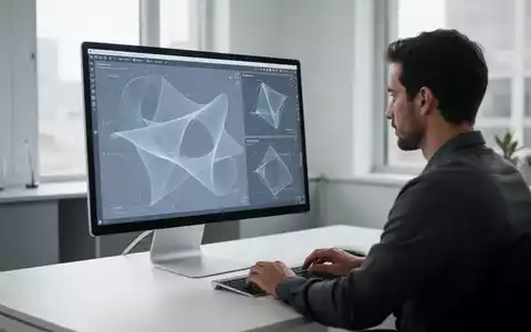 Ein Entwickler arbeitet an einem modernen Computerbildschirm mit abstrakten Benutzeroberflächen-Designs. - Foto: über boerse-global.de
