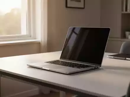 Moderner Arbeitsplatz mit Laptop in einem hellen Büro, Fokus auf Technik und Datenspeicherung. - Foto: über boerse-global.de