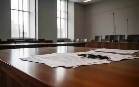 Ein moderner, minimalistischer Gerichtssaal mit Dokumenten auf einem Holztisch bei natürlichem Lichteinfall. - Foto: über boerse-global.de