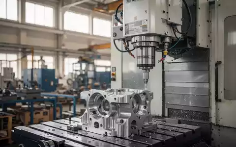 Nahaufnahme einer CNC-Fräsmaschine in einer modernen Fertigungshalle bei Tageslicht. - Foto: über boerse-global.de