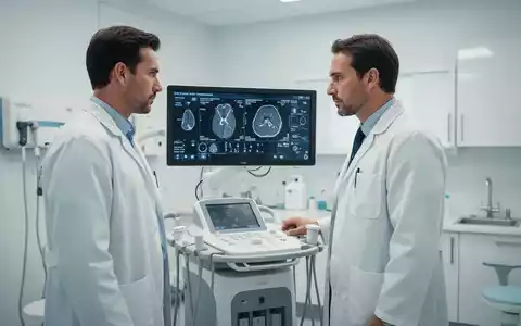 Ein Arzt in einer modernen urologischen Klinik steht neben medizinischen Diagnosegeräten in einem hellen Behandlungsraum. - Foto: über boerse-global.de