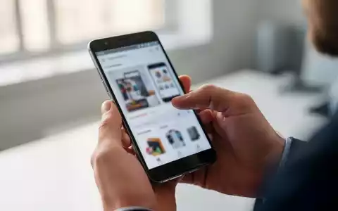 Eine Person hält ein modernes Android-Smartphone in einer hellen Büroumgebung, während sie einen digitalen Einkauf tätigt. - Foto: über boerse-global.de