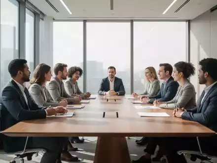 Professionelle Geschäftspartner in einem modernen Besprechungsraum während einer diskursiven Sitzung. - Foto: über boerse-global.de