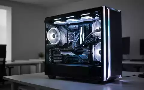 Ein moderner, leistungsstarker Computer in einem professionellen Arbeitsbereich bei dezenter Beleuchtung. - Foto: über boerse-global.de