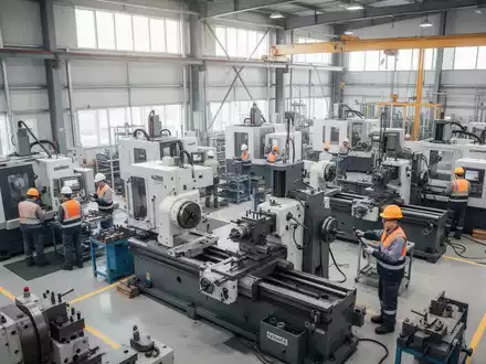 Arbeiter in einer modernen Industrieanlage bei der Bedienung von Präzisionsmaschinen. - Foto: über boerse-global.de