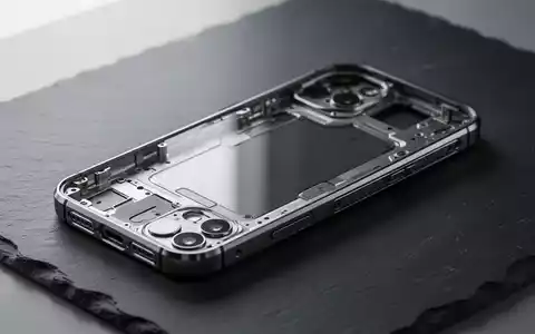 Ein hochwertiger Prototyp eines Smartphones aus Glas und Metall auf einem dunklen, minimalistischen Arbeitstisch. - Foto: über boerse-global.de