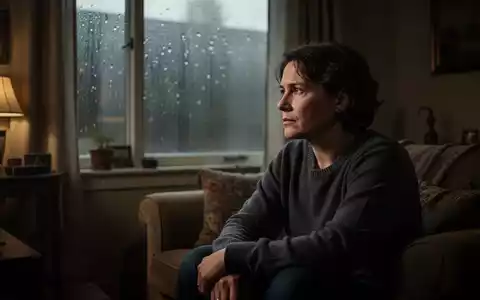 Eine nachdenkliche Person sitzt in einem schwach beleuchteten Zimmer und schaut aus einem verregneten Fenster. - Foto: über boerse-global.de
