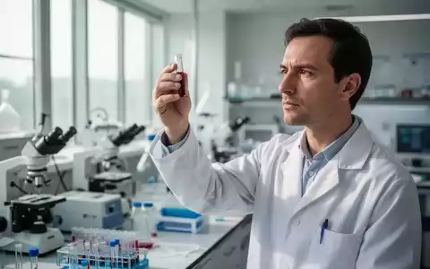 Ein medizinischer Forscher untersucht in einem modernen Labor eine Blutprobe in einem Glasfläschchen. - Foto: über boerse-global.de
