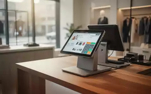 Modernes digitales Kassensystem auf einem Tresen in einer hellen, professionellen Geschäftsumgebung. - Foto: über boerse-global.de