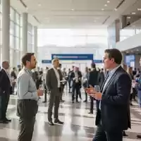 Fachbesucher in einem modernen Messezentrum bei einem Networking-Event zum Thema betriebliche Gesundheitsförderung. - Foto: über boerse-global.de