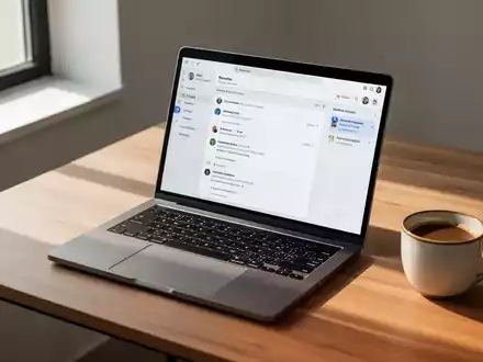 Ein moderner, aufgeräumter Arbeitsplatz mit einem Laptop, auf dem eine übersichtliche E-Mail-Oberfläche zu sehen ist. - Foto: über boerse-global.de