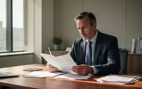 Ein nachdenklicher Mann mittleren Alters sitzt an einem Schreibtisch und prüft Dokumente in einem modernen Büro. - Foto: über boerse-global.de