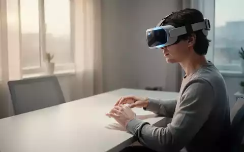 Eine Person trägt ein modernes VR-Headset in einem hellen, minimalistischen Büro bei natürlichem Tageslicht. - Foto: über boerse-global.de