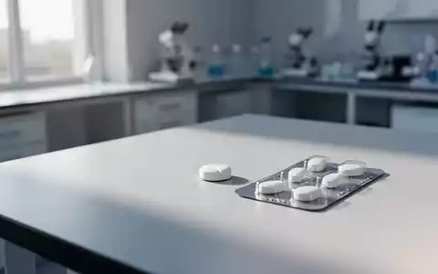 Eine einzelne weiße Tablette auf einer sauberen Laboroberfläche neben einer Blisterpackung in einem modernen Forschungsumfeld. - Foto: über boerse-global.de