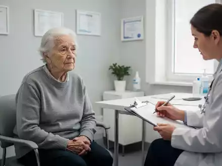 Ein älterer Patient im Gespräch mit einem Arzt in einer hellen, modernen medizinischen Praxis. - Foto: über boerse-global.de