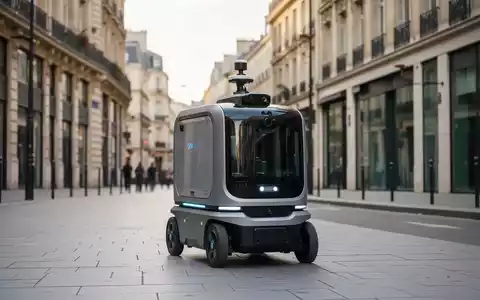 Ein autonomer Lieferroboter fährt auf einer öffentlichen Straße in einer französischen Stadt. - Foto: über boerse-global.de