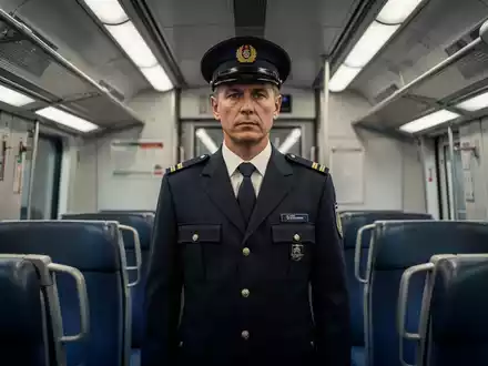 Ein Bahnmitarbeiter steht in einem modernen Zugabteil und blickt aufmerksam in den Raum. - Foto: über boerse-global.de