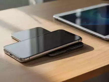 Ein Smartphone und ein Tablet liegen auf einem minimalistischen Holztisch bei natürlichem Tageslicht. - Foto: über boerse-global.de