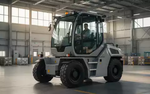 Modernes Zugfahrzeug in einem industriellen Logistikzentrum mit Fokus auf ergonomische Kabinengestaltung und Sicherheit. - Foto: über boerse-global.de