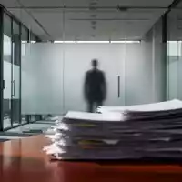 Ein minimalistischer Flur in einem modernen Behördengebäude mit unkenntlichen Aktenstapeln und einer Glaswand. - Foto: über boerse-global.de