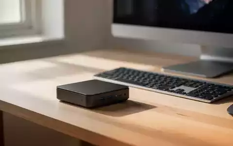 Ein kompakter Mini-PC auf einem modernen Schreibtisch in einem hellen Büro. - Foto: über boerse-global.de