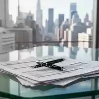 Ein moderner Schreibtisch in einem Büro mit Finanzunterlagen und Blick auf eine Geschäftsviertel-Skyline. - Foto: über boerse-global.de