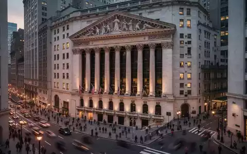 Die Fassade der New York Stock Exchange bei Dämmerung mit natürlicher Beleuchtung. - Foto: über boerse-global.de